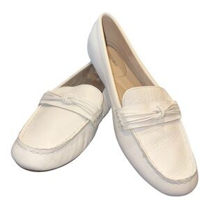 Lands’ End Women’s White Leather Driving Loafers Size 8.5